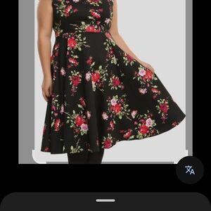 Floral Black Swing Dress